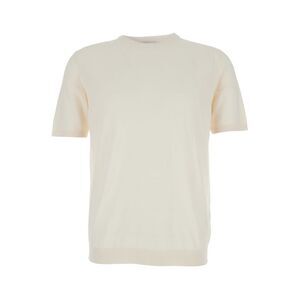 Roberto Collina Men Beige Crewneck T-Shirt With Ribbed Trims In Cotton Man
